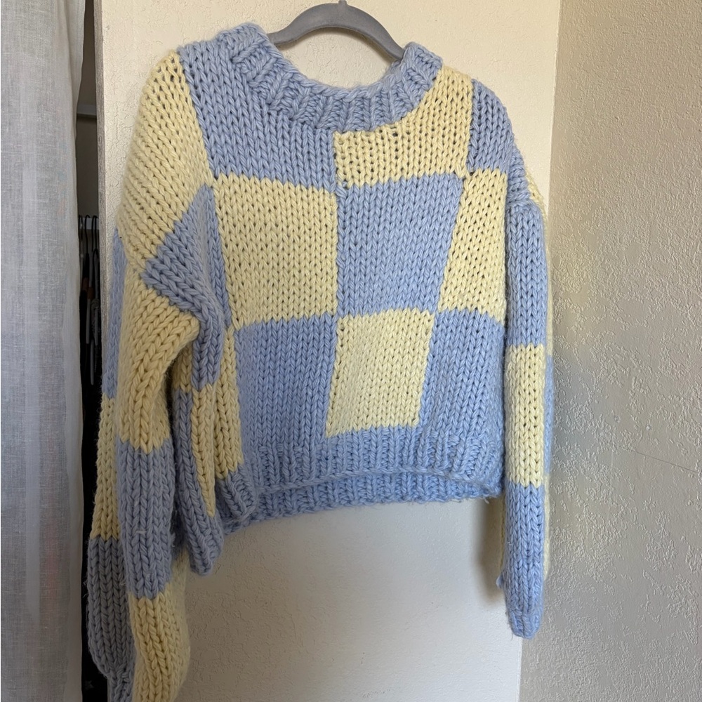 Yllw the Label Purple Checkerboard Sweater